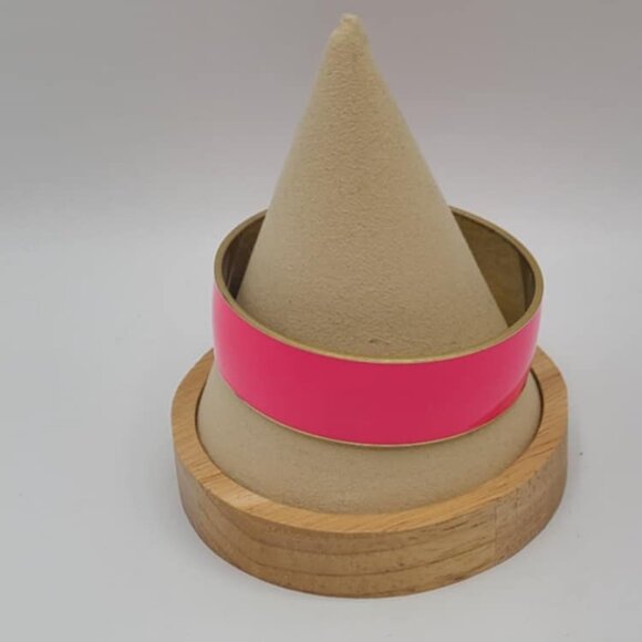 J Crew Pink Enamel Silver Tone Bangle Bracelet - Picture 4 of 6
